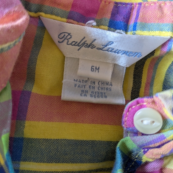Multicolor 5 Piece Plaid/Floral Baby Set. 6-9 Months. - Picture 5 of 7